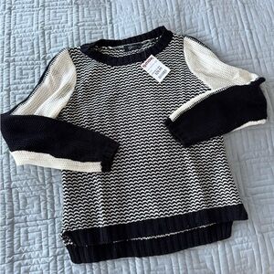 Soft and Stylish Black and Cream Crew Neck Sweater